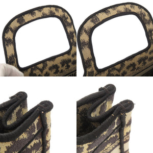 クリスチャンディオール ブックトート ミニ レオパード キャンバス ベージュ ハンドバッグ 0760【中古】Christian Dior