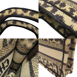 クリスチャンディオール ブックトート ミニ レオパード キャンバス ベージュ ハンドバッグ 0760【中古】Christian Dior
