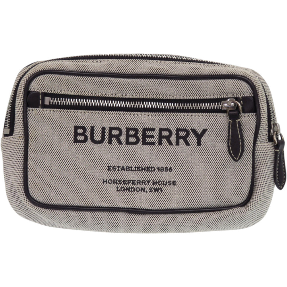 新品同様 バーバリー HORSEFERRY 8038902 コットンキャンバス グレー 灰 ボディバッグ 0788【中古】BURBERRY