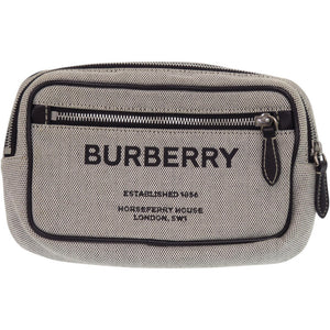 新品同様 バーバリー HORSEFERRY 8038902 コットンキャンバス グレー 灰 ボディバッグ 0788【中古】BURBERRY