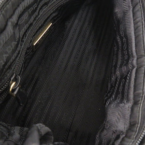 美品 プラダ BN1631 TRSSUTO BOW ナイロン レザー NERO ブラック 2way ハンドバッグ 黒 0810【中古】PRADA
