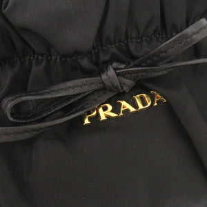 美品 プラダ BN1631 TRSSUTO BOW ナイロン レザー NERO ブラック 2way ハンドバッグ 黒 0810【中古】PRADA