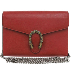 美品 グッチ チェーンウォレット ディオニュソス 401231 レザー レッド ショルダーバッグ 財布 赤 0828【中古】GUCCI