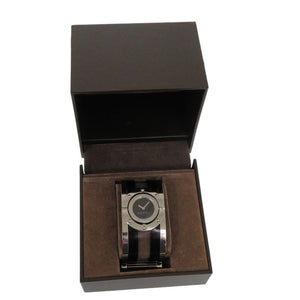 美品 グッチ 112 トワール バングル SS プラスチック ブラック クオーツ 腕時計 黒文字盤 0845【中古】GUCCI