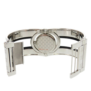 美品 グッチ 112 トワール バングル SS プラスチック ブラック クオーツ 腕時計 黒文字盤 0845【中古】GUCCI