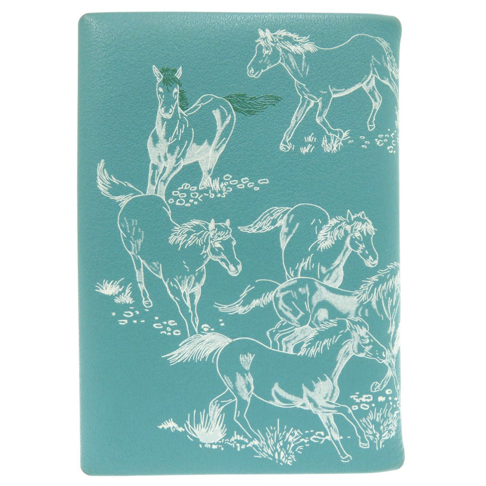 美品 エルメス カルヴィデュオ Calvi Duo カードケース レザー ブルー W刻印 0848【中古】HERMES