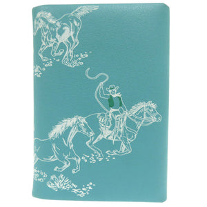 美品 エルメス カルヴィデュオ Calvi Duo カードケース レザー ブルー W刻印 0848【中古】HERMES