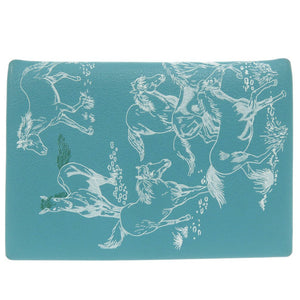 美品 エルメス カルヴィデュオ Calvi Duo カードケース レザー ブルー W刻印 0848【中古】HERMES