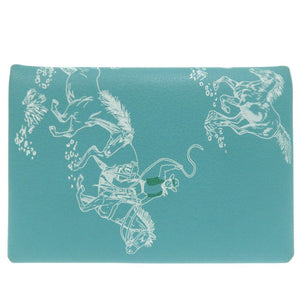 美品 エルメス カルヴィデュオ Calvi Duo カードケース レザー ブルー W刻印 0848【中古】HERMES