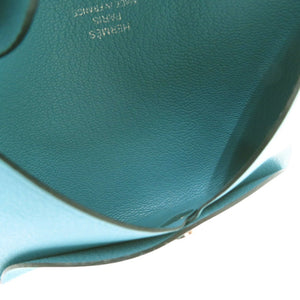 美品 エルメス カルヴィデュオ Calvi Duo カードケース レザー ブルー W刻印 0848【中古】HERMES