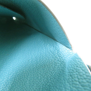 美品 エルメス カルヴィデュオ Calvi Duo カードケース レザー ブルー W刻印 0848【中古】HERMES