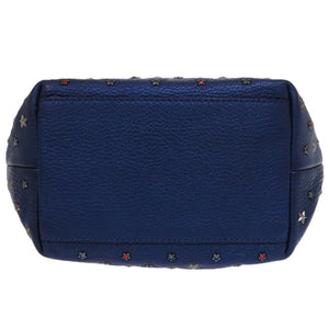 美品 ジミーチュウ 2way MINISARA ミニサラ カラースタースタッズ レザー ネイビー 紺 ハンドバッグ 0851【中古】JIMMY CHOO
