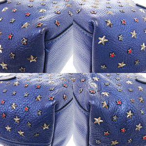 美品 ジミーチュウ 2way MINISARA ミニサラ カラースタースタッズ レザー ネイビー 紺 ハンドバッグ 0851【中古】JIMMY CHOO