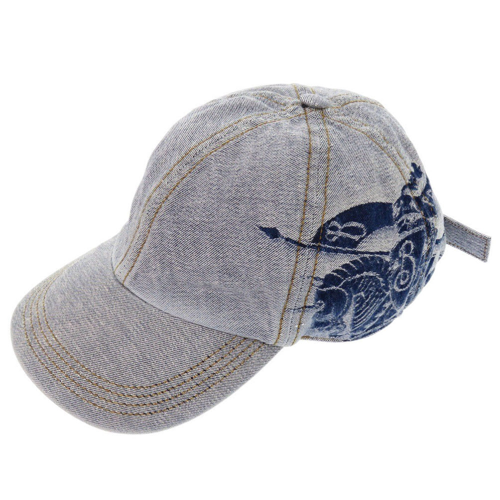 美品 バーバリー デニム キャップ 8085749 コットン ブルー 帽子 青 0852【中古】BURBERRY