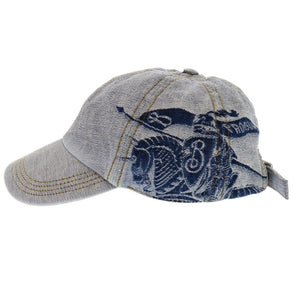 美品 バーバリー デニム キャップ 8085749 コットン ブルー 帽子 青 0852【中古】BURBERRY