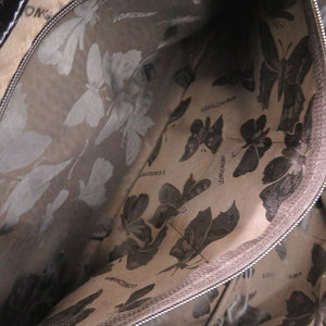 ロンシャン 型押しレザー ブラック トートバッグ 黒 0855【中古】Longchamp