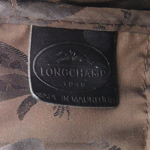 ロンシャン 型押しレザー ブラック トートバッグ 黒 0855【中古】Longchamp