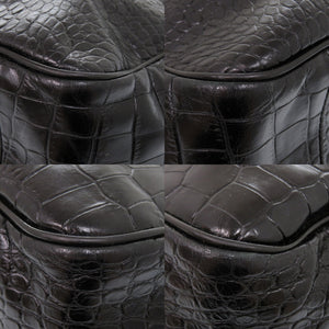 ロンシャン 型押しレザー ブラック トートバッグ 黒 0855【中古】Longchamp