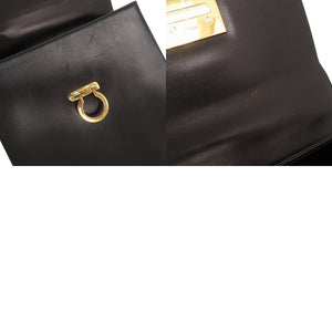 サルヴァトーレフェラガモ ガンチーニ レザー ブラック 2WAY ハンドバッグ ショルダーバッグ 黒 0857【中古】Salvatore Ferragamo