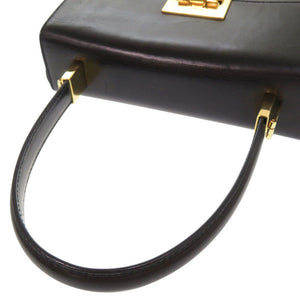 サルヴァトーレフェラガモ ガンチーニ レザー ブラック 2WAY ハンドバッグ ショルダーバッグ 黒 0857【中古】Salvatore Ferragamo