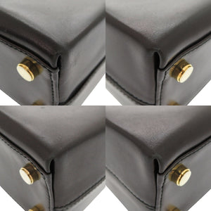 サルヴァトーレフェラガモ ガンチーニ レザー ブラック 2WAY ハンドバッグ ショルダーバッグ 黒 0857【中古】Salvatore Ferragamo