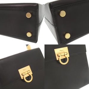 サルヴァトーレフェラガモ ガンチーニ レザー ブラック 2WAY ハンドバッグ ショルダーバッグ 黒 0857【中古】Salvatore Ferragamo