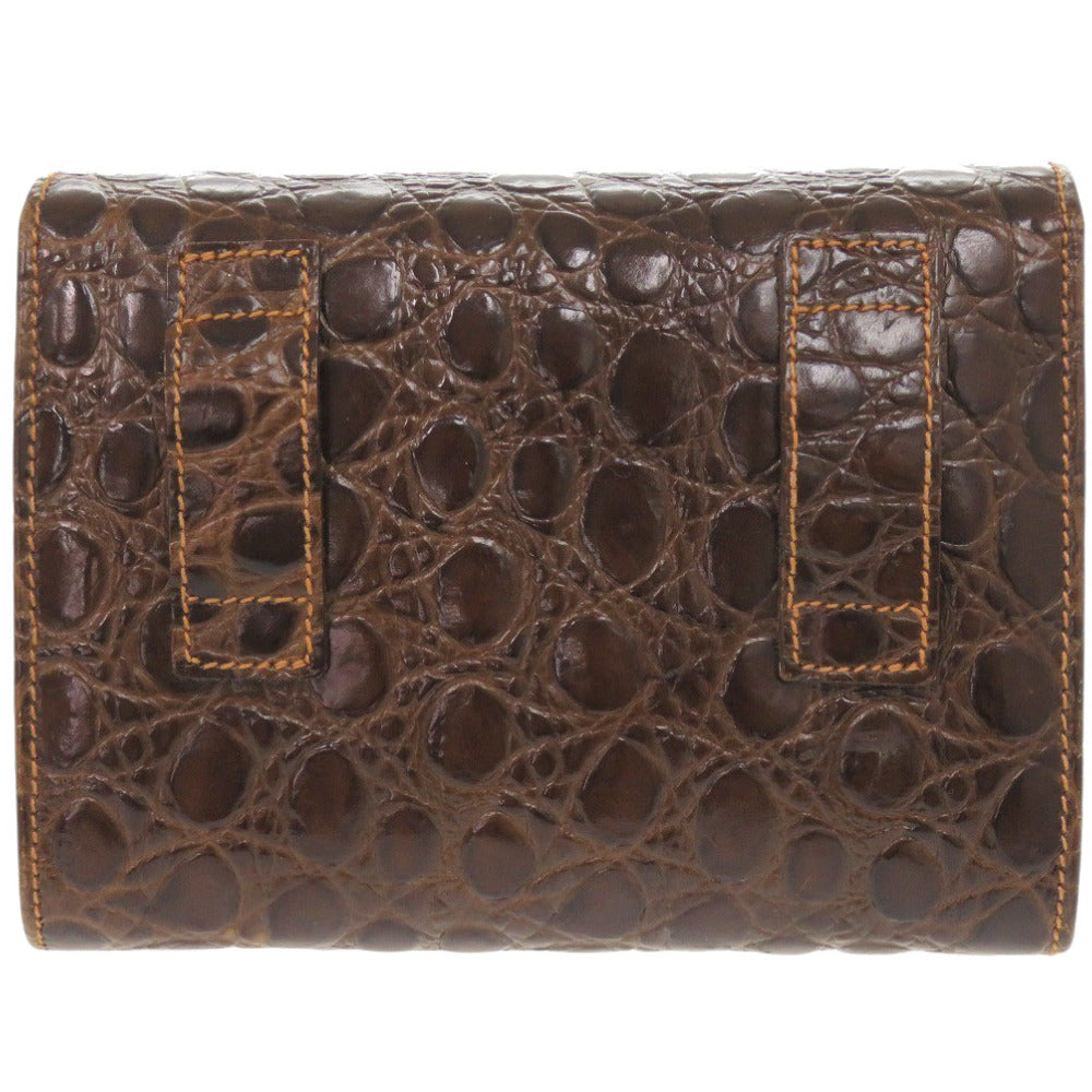 美品 サルヴァトーレフェラガモ チェーンショルダー ヴァラリボン AQ213202 型押しレザー ブラウン ショルダーバッグ 茶 0859【中古】Salvatore Ferragamo