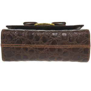 美品 サルヴァトーレフェラガモ チェーンショルダー ヴァラリボン AQ213202 型押しレザー ブラウン ショルダーバッグ 茶 0859【中古】Salvatore Ferragamo