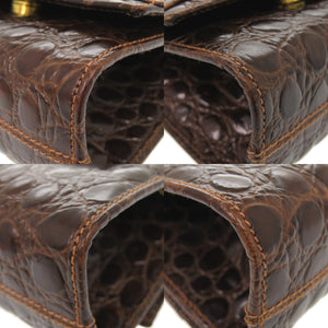 美品 サルヴァトーレフェラガモ チェーンショルダー ヴァラリボン AQ213202 型押しレザー ブラウン ショルダーバッグ 茶 0859【中古】Salvatore Ferragamo