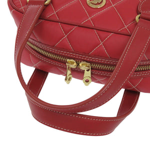 新品同様 ハンティングワールド バチュー ディアマンテ レザー レッド ハンドバッグ 赤 0870【中古】HUNTING WORLD