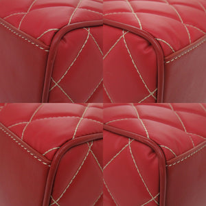 新品同様 ハンティングワールド バチュー ディアマンテ レザー レッド ハンドバッグ 赤 0870【中古】HUNTING WORLD