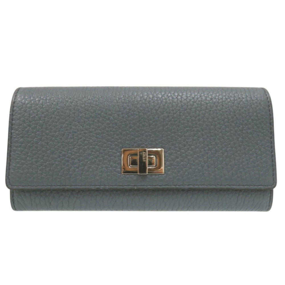 フェンディ ピーカブー PEEKABOO 二つ折り長財布 コンチネンタル財布 8M0427A91B 長財布 レザー ライトブルー 0888【中古】FENDI