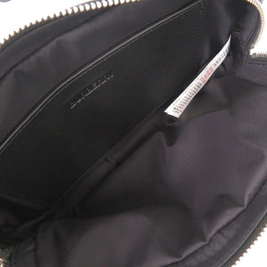 美品 バーバリー ロゴプリント ナイロン ブラック ボディバッグ ウエストバッグ 黒 0889【中古】BURBERRY