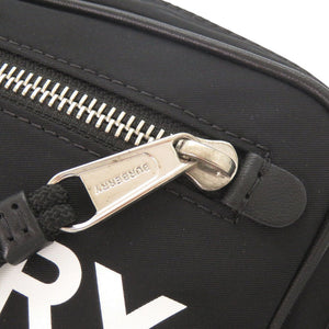 美品 バーバリー ロゴプリント ナイロン ブラック ボディバッグ ウエストバッグ 黒 0889【中古】BURBERRY