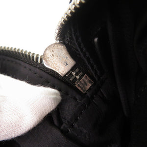 美品 バーバリー ロゴプリント ナイロン ブラック ボディバッグ ウエストバッグ 黒 0889【中古】BURBERRY