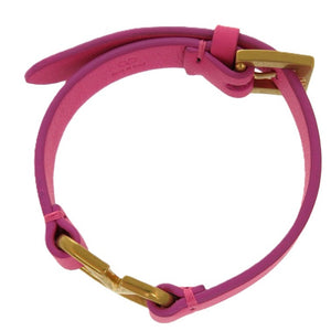 美品 ヴァレンティノ ガラヴァーニ Vロゴ レザー ピンク ブレスレット 0891【中古】Valentino Garavani