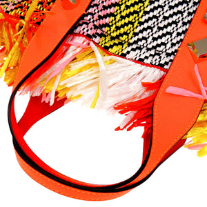 新品同様 クリスチャンルブタン フランジバス ラフィア レザー マルチカラー 2WAY ハンドバッグ ショルダーバッグ 0893【中古】Christian Louboutin