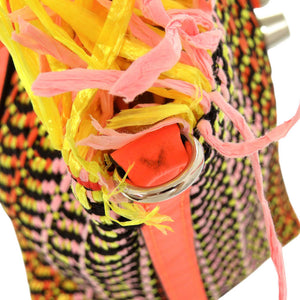 新品同様 クリスチャンルブタン フランジバス ラフィア レザー マルチカラー 2WAY ハンドバッグ ショルダーバッグ 0893【中古】Christian Louboutin