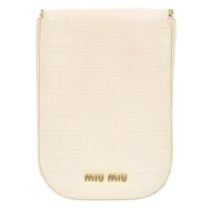 ミュウミュウ チェーンショルダー レザー ホワイト ショルダーバッグ 白 0894【中古】MIUMIU