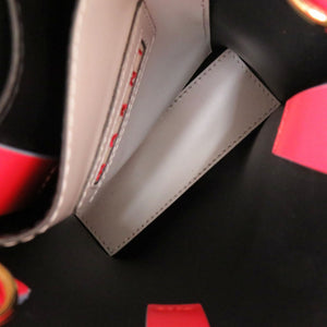 美品 マルニ 2WAY ミュゼオ レザー グレー/ブラック/レッド ハンドバッグ 0896【中古】MARNI