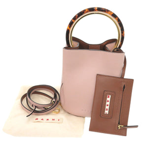新品同様 マルニ PANNIER パニエ レザー ピンク 2way ハンドバッグ 0898【中古】MARNI