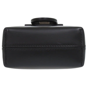 新品同様 サルヴァトーレフェラガモ ガンチーニ トリフォリオ ミニバッグ レザー ブラック ハンドバッグ 黒 0903【中古】Salvatore Ferragamo