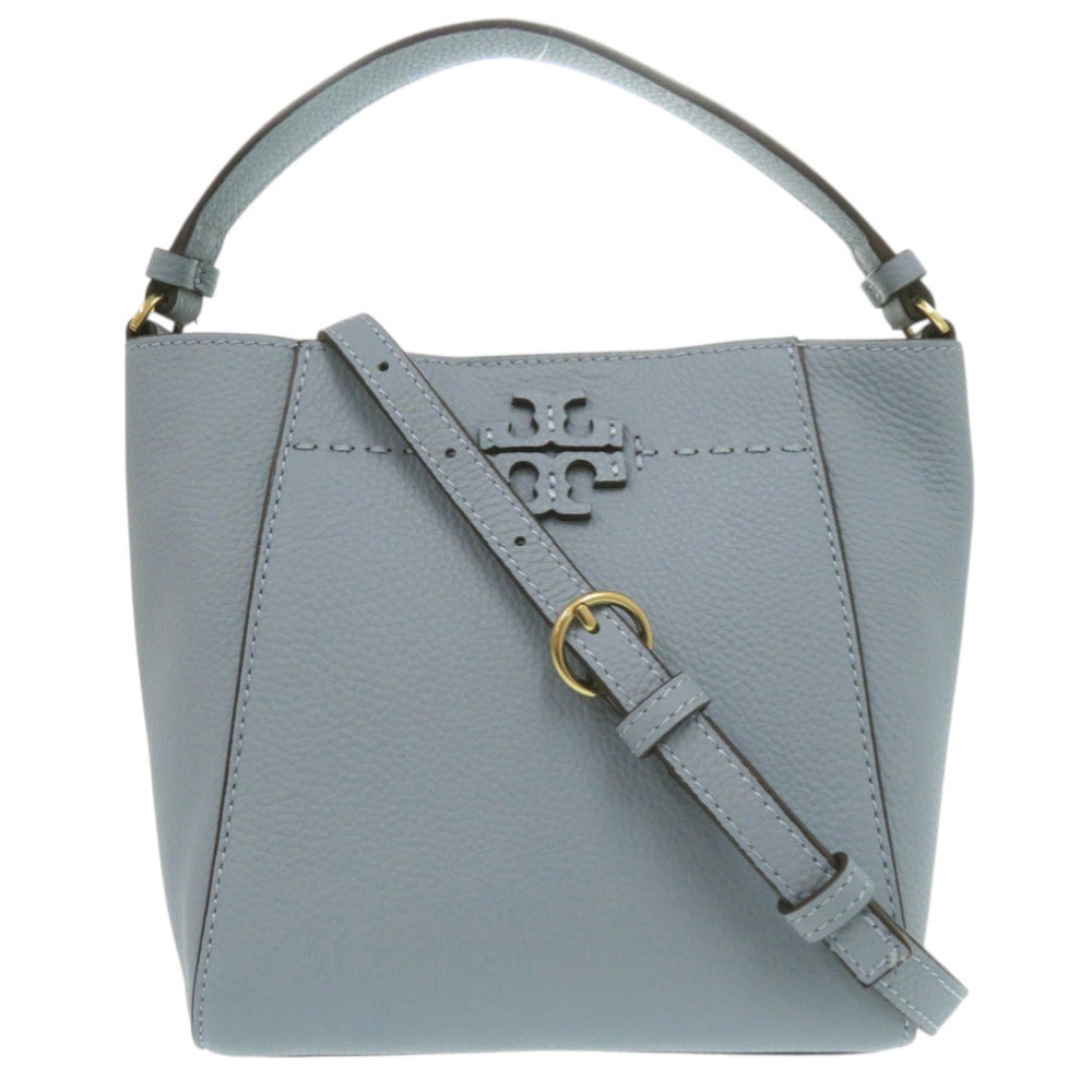 新品同様 トリーバーチ MCGRAW SMALL BUCKET BAG マックグロー スモール バケットバッグ 2way ダブルTロゴ ハンドバッグ レザー ブルー 0905【中古】Tory Burch