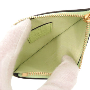 美品 グッチ ロゴ 725550 レザー グリーン コインケース カードケース 0906【中古】GUCCI