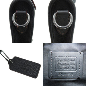 美品 コーチ×PEANUTS スヌーピー ミニポーチ付き ヘリテージ コンバーチブル クロスボディ レザー ブラック 黒 ショルダーバッグ 0908【中古】COACH