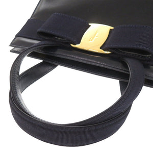 美品 サルヴァトーレフェラガモ ヴァラリボン レザー ネイビー 2WAY ハンドバッグ ショルダーバッグ 0909【中古】Salvatore Ferragamo