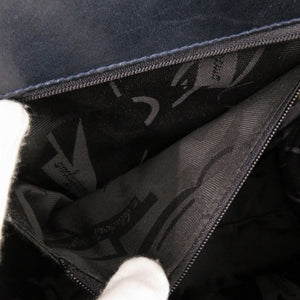 美品 サルヴァトーレフェラガモ ヴァラリボン レザー ネイビー 2WAY ハンドバッグ ショルダーバッグ 0909【中古】Salvatore Ferragamo