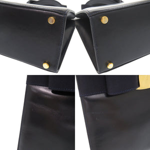 美品 サルヴァトーレフェラガモ ヴァラリボン レザー ネイビー 2WAY ハンドバッグ ショルダーバッグ 0909【中古】Salvatore Ferragamo