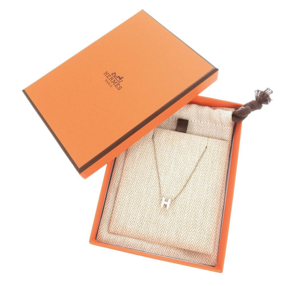 新品同様 エルメス ミニポップアッシュH メタル ホワイト ネックレス 白 0931【中古】HERMES