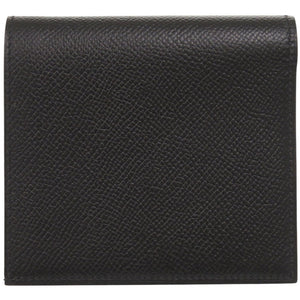 美品 エルメス 札入れ レザー ブラック 二つ折り財布 黒 0933【中古】HERMES
